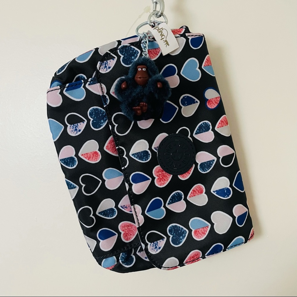 KIPLING Navy Merry Hearts Selene Clutch Wristlet Bag